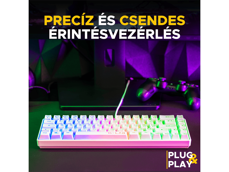 The G-Lab HYDROGEN Gaming billentyűzet, fehér (KEYZ-HYDROGEN-W/HU)