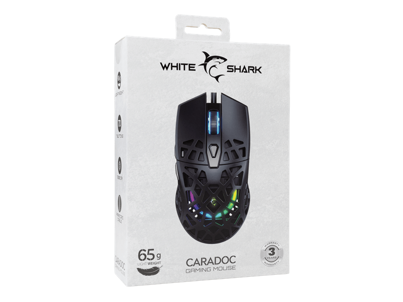 White Shark GM-5018B Caradoc Gamer egér, fekete