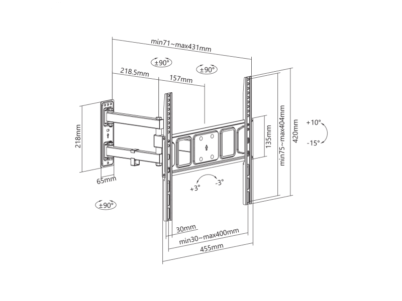 Sbox PLB-3644-2 Nagibni, rotirajući zidni nosač 32"-55"