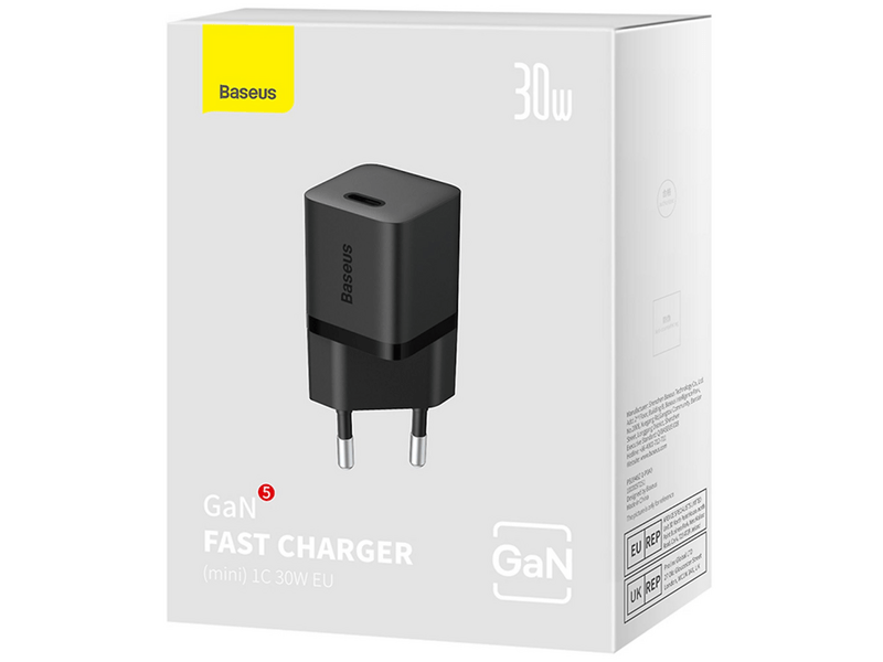 Baseus GaN5 Mini Hálózati gyorstöltő, fekete (CCGN070401)
