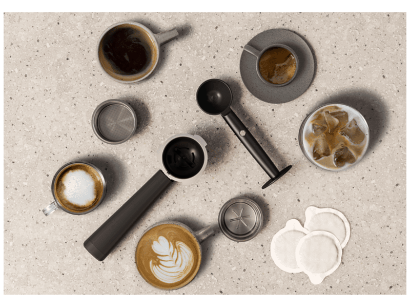 Explore 6 Kávéfőző, fekete inox, gőzkar
