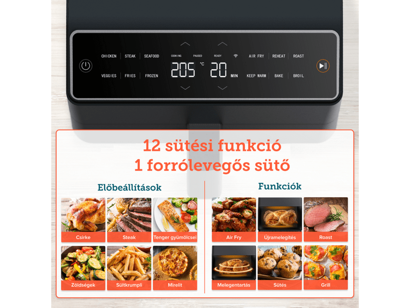 Cosori Dual Blaze Forrólevegős sütő, 6.4 l, világosszürke (CAF-P583S-AEUR)