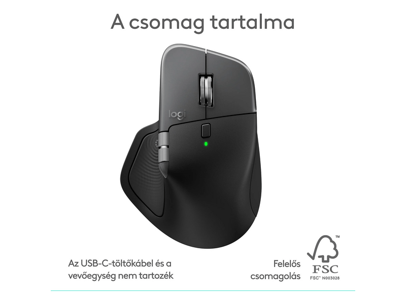 Logitech MX Master 4 Mac Vezeték nélküli egér, fekete