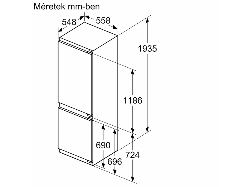 Bosch KIN96ADC0 Serie 6 Beépíthető kombinált hűtőszekrény