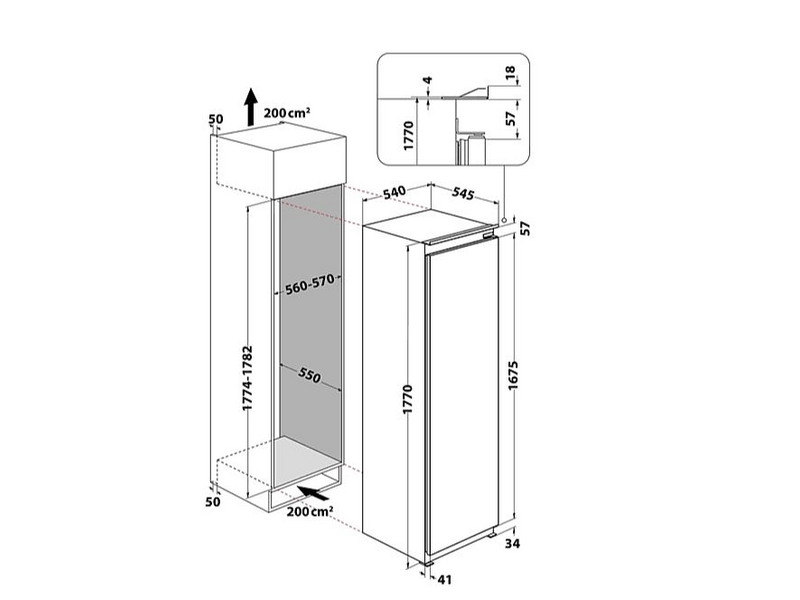 Whirlpool ARG184702 Beépíthető egyajtós hűtőszekrény