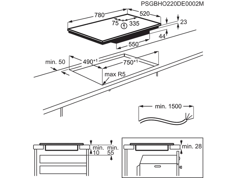 Electrolux EIV83443CT indukciós főzőlap, SaphirMatt® SE