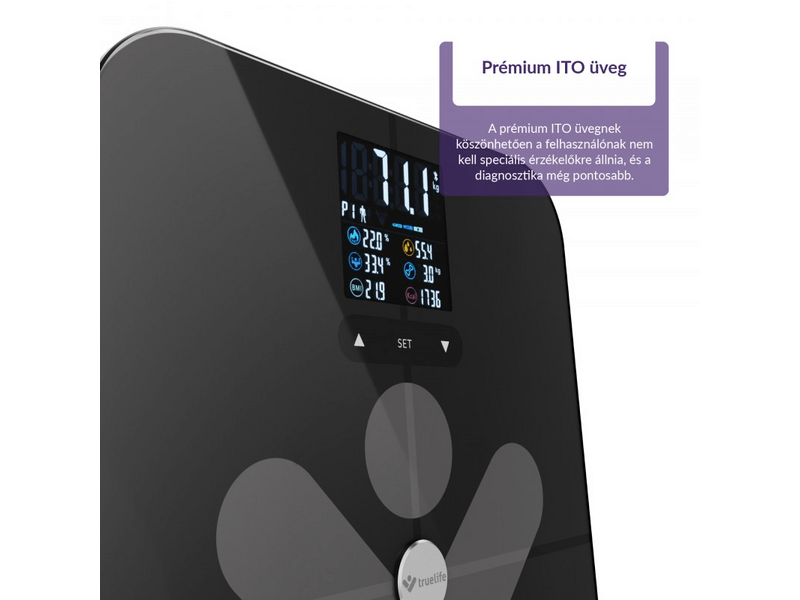 TrueLife FitScale W7 BT intelligens személymérleg, fekete