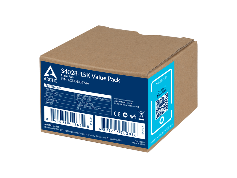 Arctic S4028-15K Szerverhűtő Ventilátor 40mm , 5db