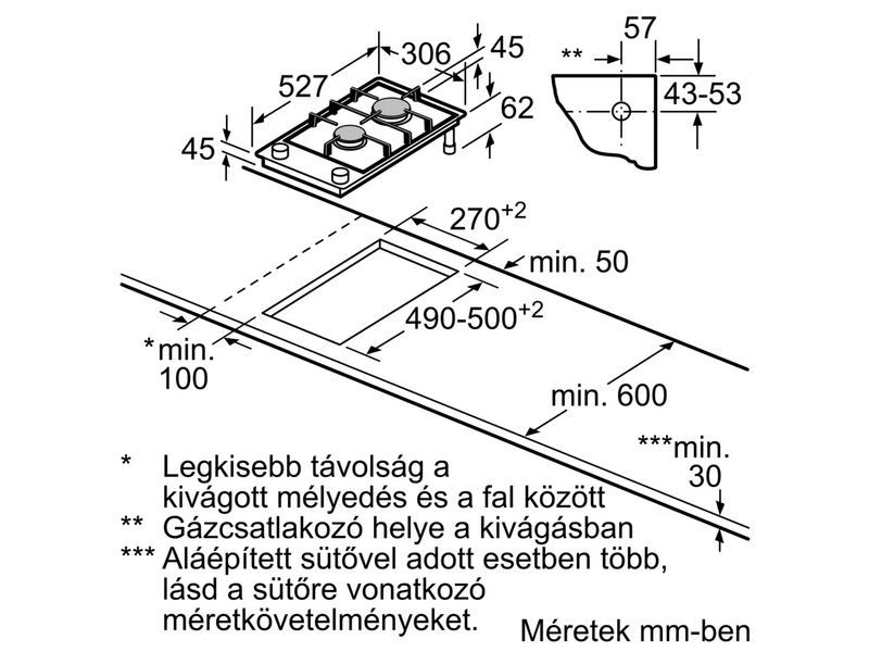 Bosch PRB3A6I40 Gáz főzőlap
