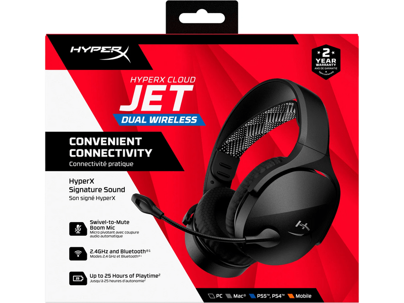 HyperX Cloud Jet Wireless Gamer headset, fekete (AJ0T1AA)