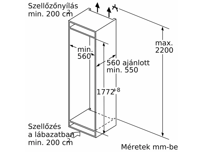 Bosch KIN86ADB0 Serie 6 Beépíthető kombinált hűtőszekrény
