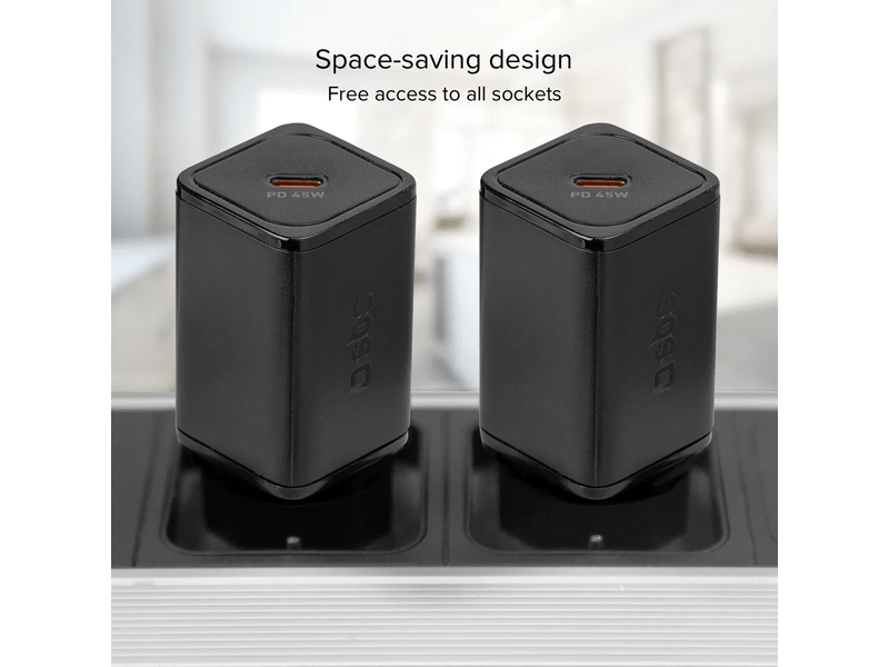 SBS Mini adapter, GaN, 45W, PD, fekete (TETRGAN1C45W)