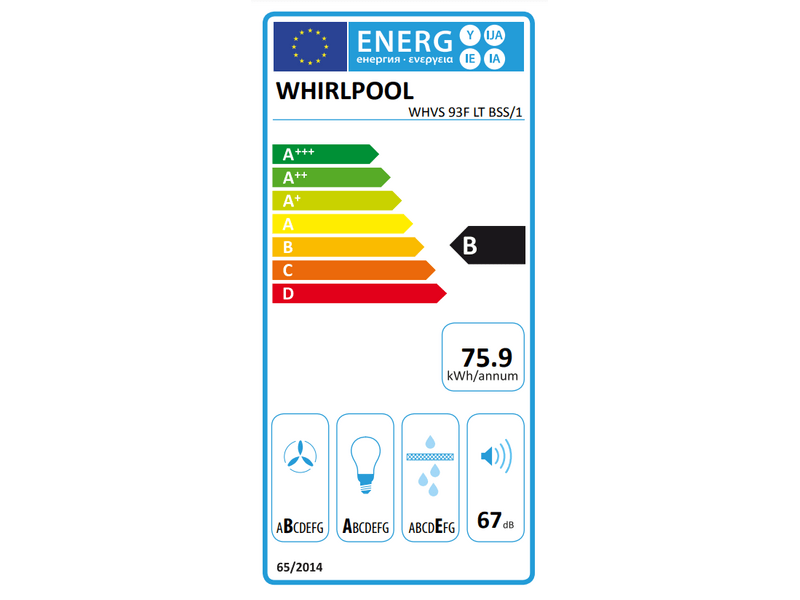 Whirlpool WHVS 93F LT BSS/1 Nagnuta zidna napa