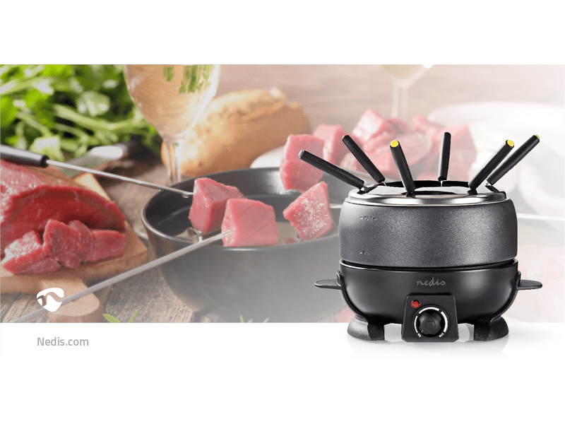 Nedis FCFO110EBK6 Fondue szett, 6 személyes, 2,3 l
