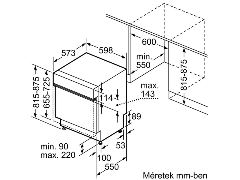 Neff S145ECS15E N 50 Félig beépíthető mosogatógép