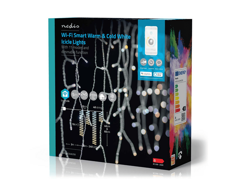 Nedis SmartLife WIFILXC04W250 Karácsonyi jégcsap fényfüzér, 5m