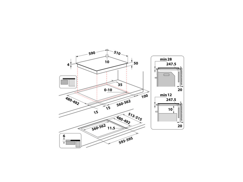 Whirlpool WTX6014DCF indukcijska staklokeramička ploča za kuhanje