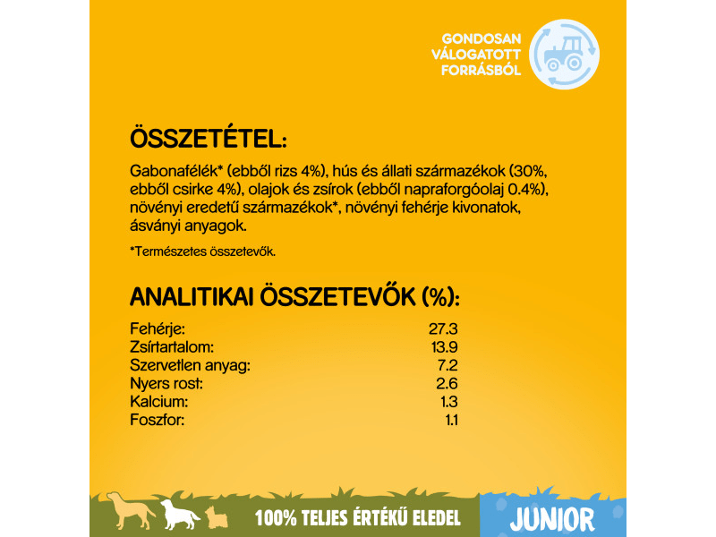 Pedigree száraztáp csirkehússal és rizzsel kölyökkutyák számára, 3 kg (395332)