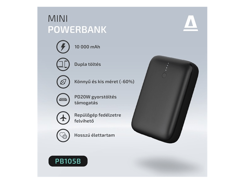 Avax PB105B Mini USB-C Powerbank, 20 W,10000 mAh