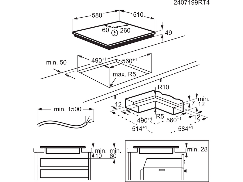 Electrolux EIS62453IT Indukciós főzőlap, Saphirmatt® SE