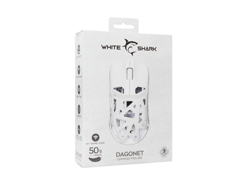White Shark Dagonet Gaming egér, fehér (W030202)