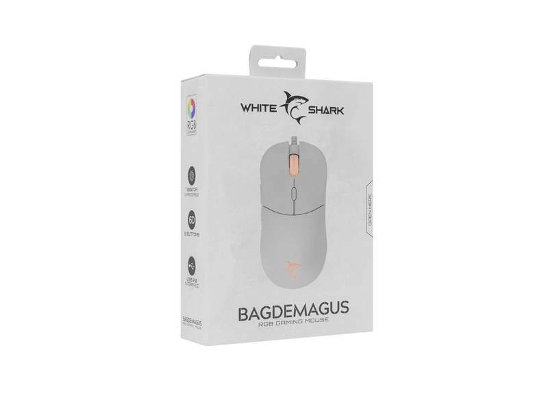 White Shark Bagdemagus Gaming egér, fehér (GM-5010W)