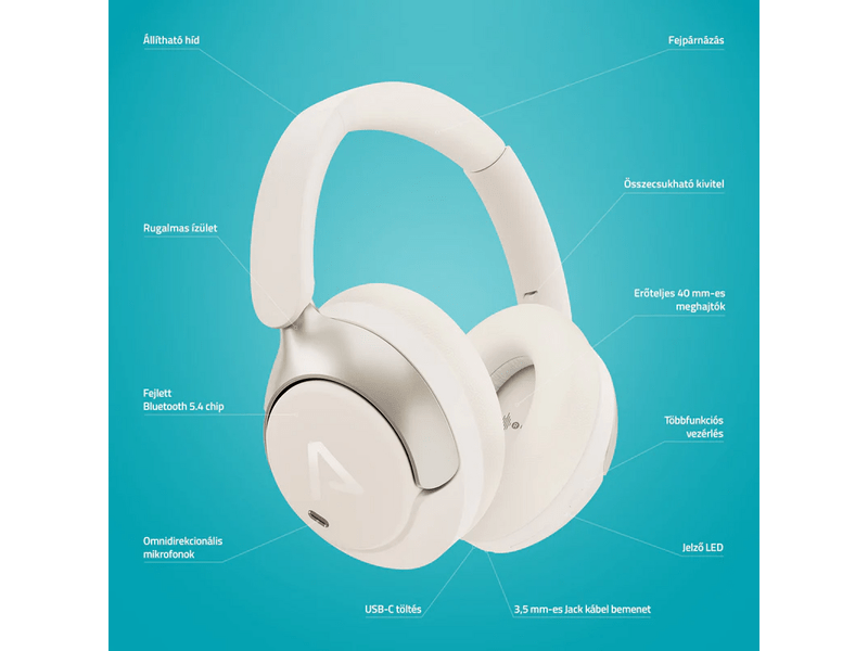 LAMAX HighComfort2 ANC Fejhallgató, fehér (LXOHMHIGC2AWA)