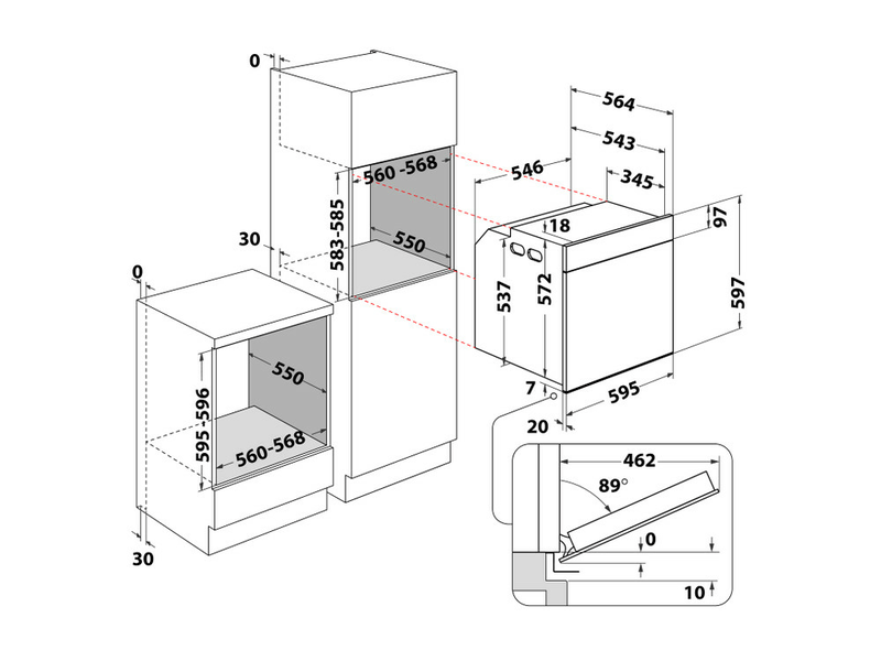 Whirlpool WOI4S8CM1SWA Beépíthető sütő, fehér + Whirlpool WMD44MW Beépíthető mikrohullámú sütő