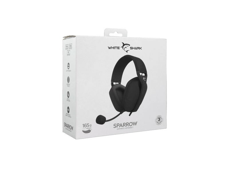 White Shark SPARROW-B, GH-2443B Gamer fejhallgató, fekete