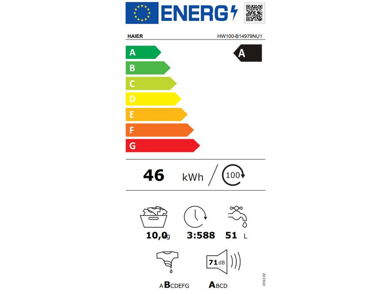 Haier HW100-B14979NU1 Elöltöltős mosógép