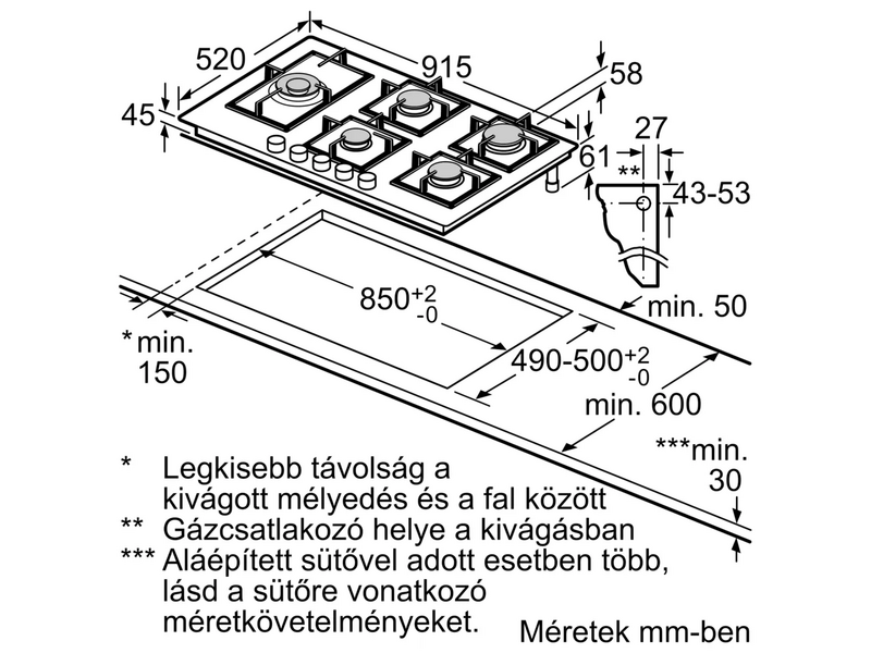 Bosch PRS9A6H40 Gáz főzőlap
