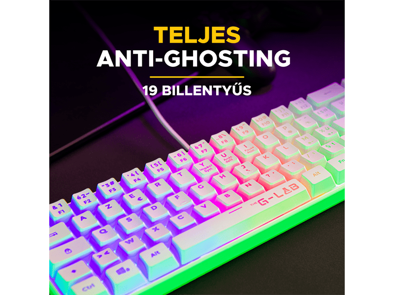 The G-Lab HYDROGEN Gaming billentyűzet, fehér (KEYZ-HYDROGEN-W/HU)