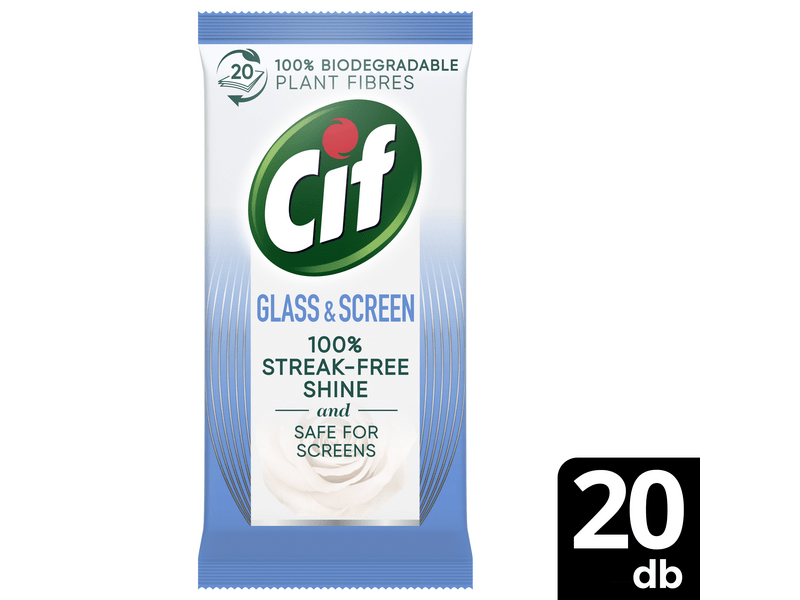 Cif Törlőkendő üveg felületre, 20db