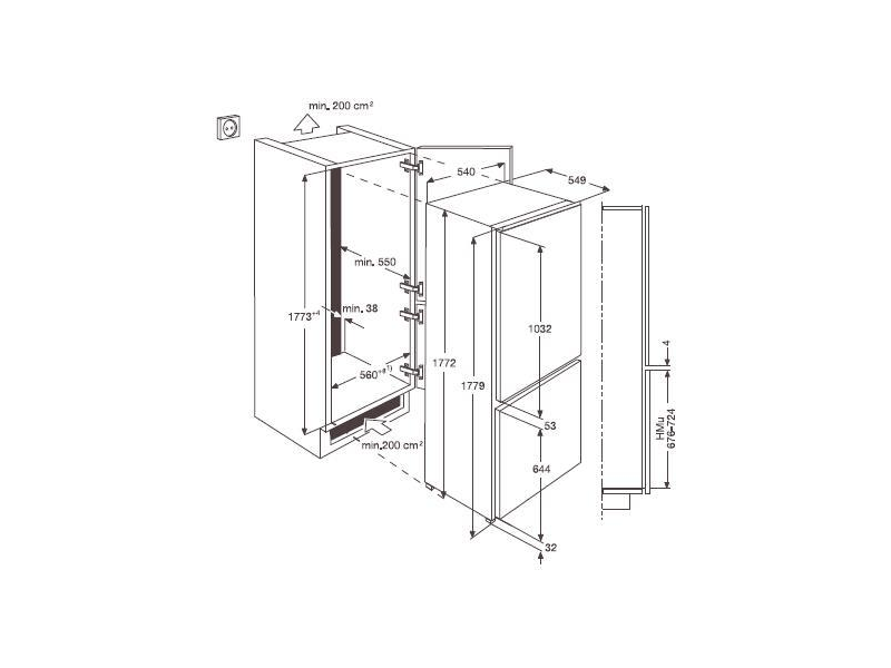 Zanussi ZBB28441SA Beépíthető kombinált hűtőszekrény, 178 cm