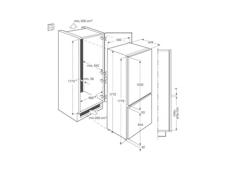 Electrolux ENN2853COW Beépíthető kombinált hűtőszekrény, NoFrost, 178 cm