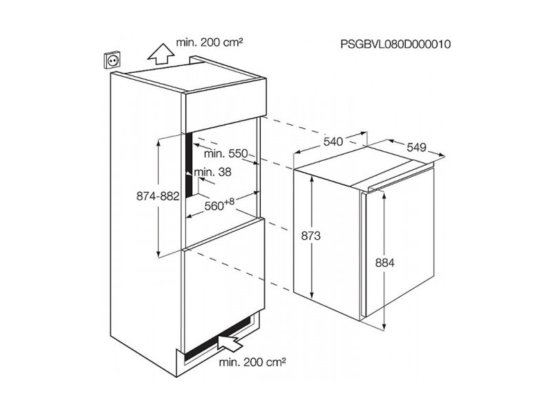 Electrolux ERN1300FOW Beépíthető hűtőszekrény, 88 cm
