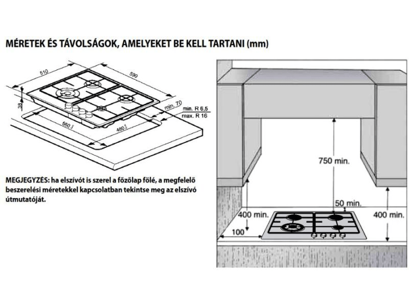 Whirlpool GMA 6422/IX Beépíthető gáz főzőlap