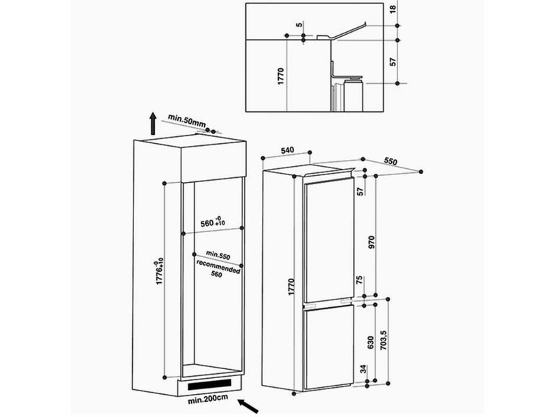 WHIRLPOOL ART 6611/A++ Beépíthető kombinált hűtőszekrény