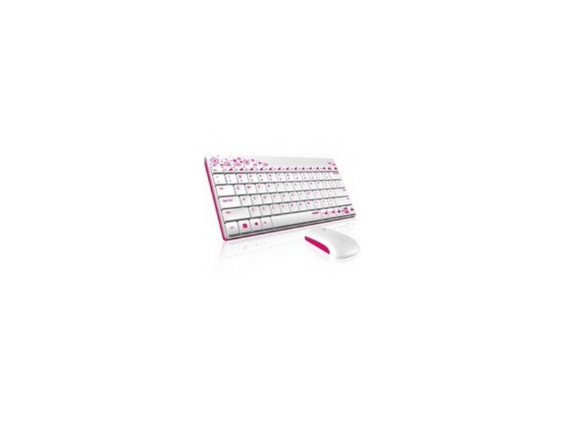 Rapoo 8000 billentyűzet + egér szett, fehér-pink