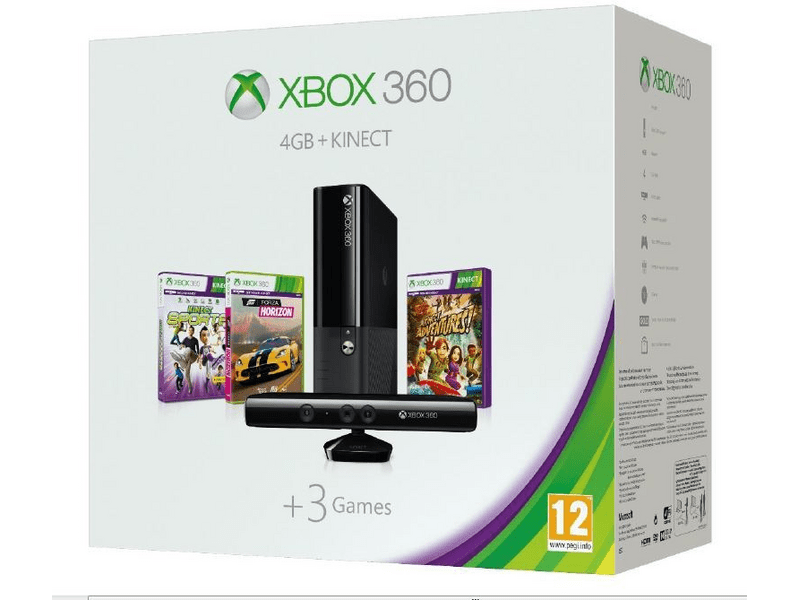 Microsoft Xbox360 4GB Kinect+ Forza Horizon + Kinect Sport + Kinect Adventures