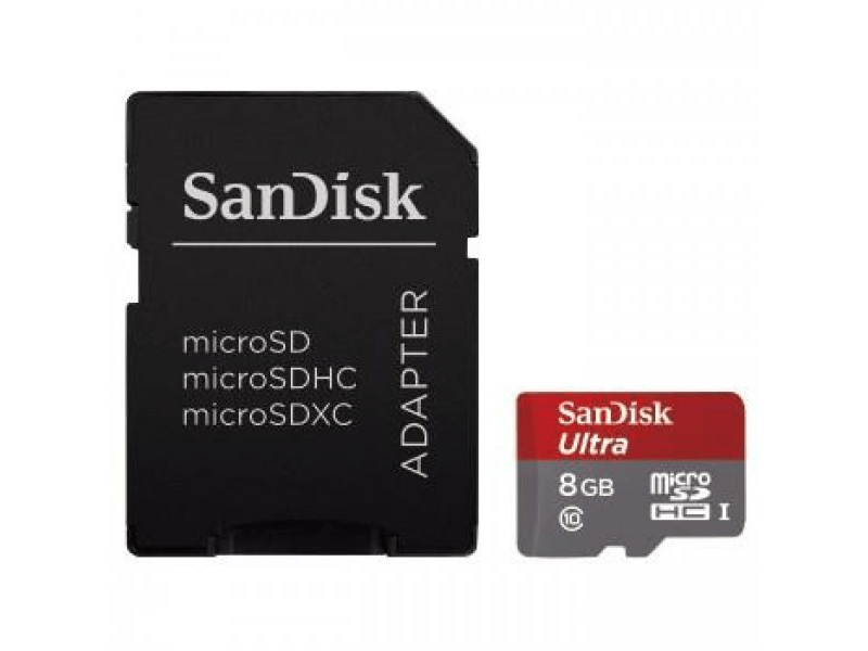 SANDISK MICROSD ULTRA ANDROID KÁRTYA 8GB+ADAPTER 48MB/s CL10 UHS-I
