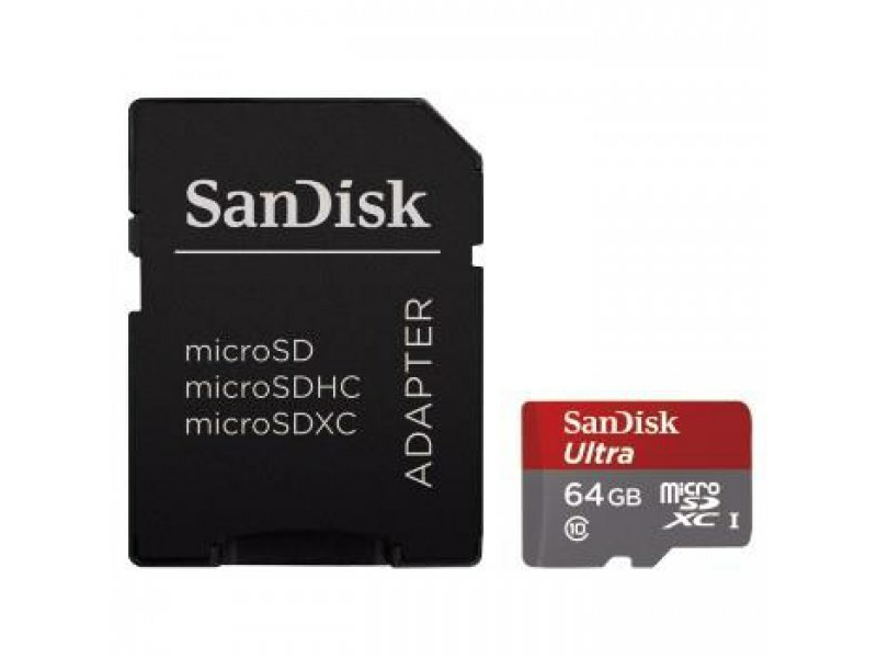 SANDISK MICROSDXC MOBILE ULTRA KÁRTYA 64 GB, CLASS 10 + ADAPTER (HAMA 124073)