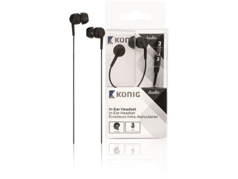 König CSHSIER200BL In-Ear Headset, Fekete
