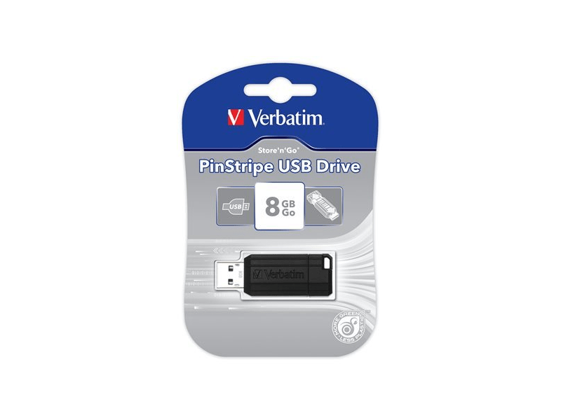 VERBATIM 49062 8 GB PinStripe fekete pendrive (UV8GPF)