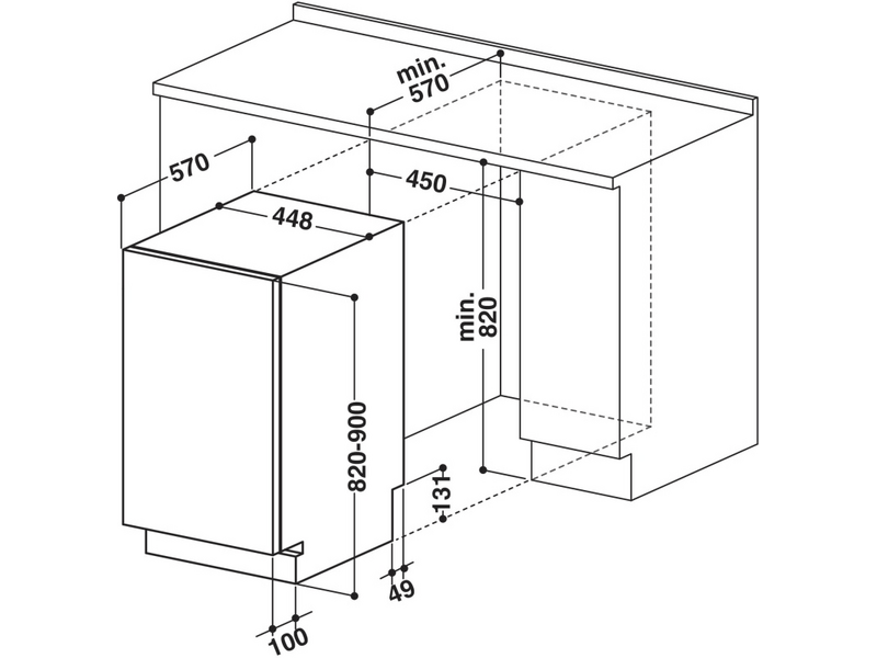 WHIRLPOOL ADG 221 Beépíthető integrált mosogatógép