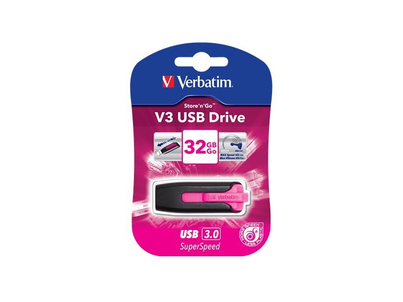 VERBATIM 49183 32 GB V3 fekete-ciklámen pendrive (UV32GSC)