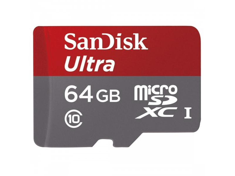 SanDisk micro SDXC Ultra kártya 64GB + Adapter, Class 10, UHS-I, 80MB/sec.