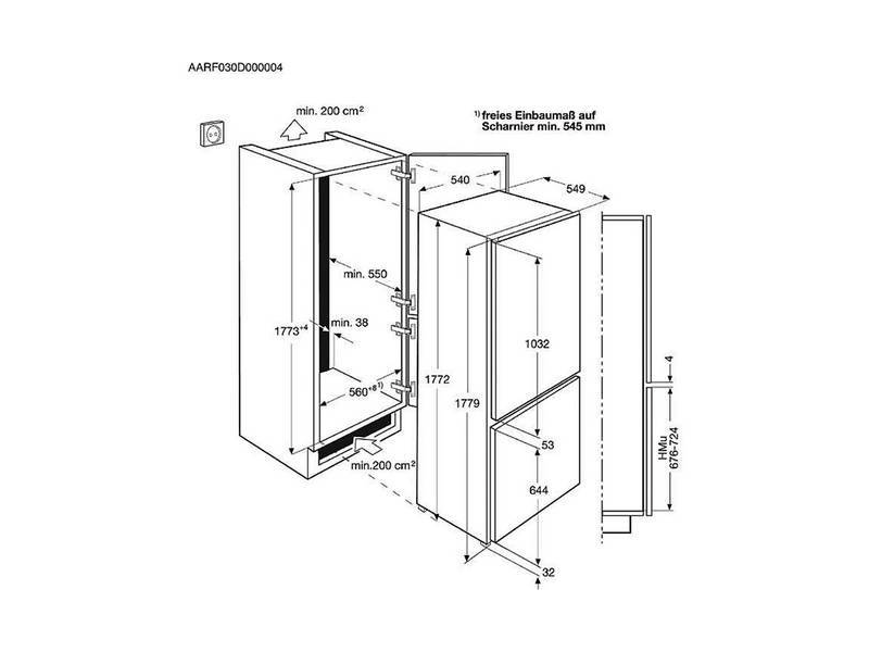 Electrolux ENN2812COW Beépíthető kombinált hűtőszekrény, LowFrost, 178 cm