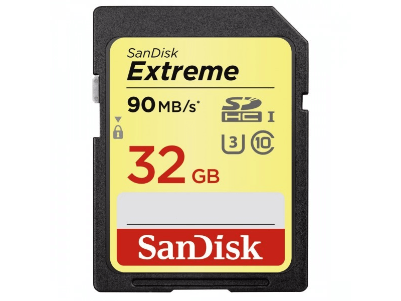 SanDisk SDHC Extreme kártya 32 GB, Class 10, UHS-I, U3, 90MB/sec.