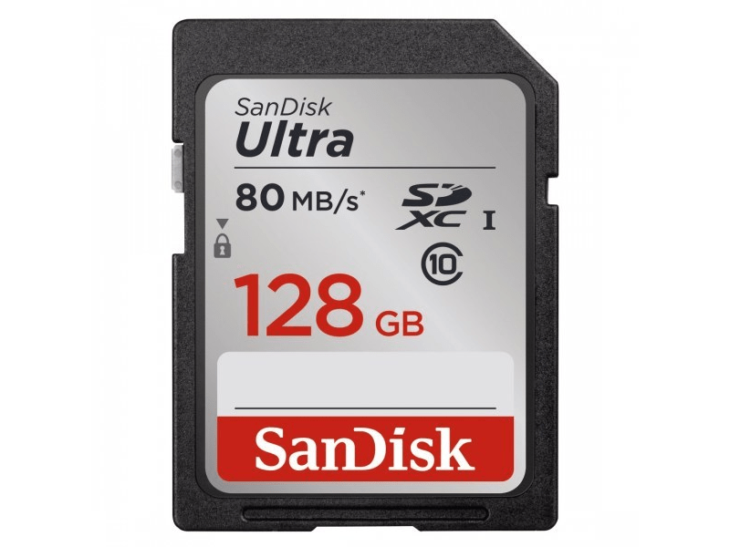 SanDisk SDXC Ultra kártya 128 GB, Class 10, UHS-I, 80MB/sec.